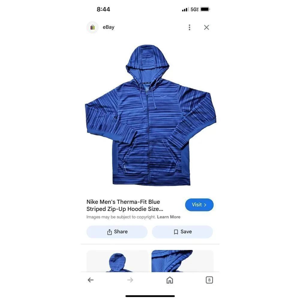 Nike Blue Space Dye Stripe Therma -Fit Full Zip Hoodie sz XL EUC
